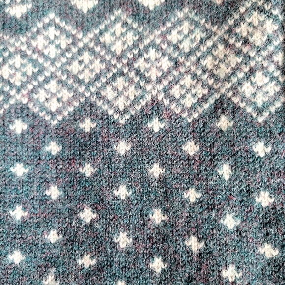 Vintage Land End Wool Fair Isle Full Zip Cardigan Sweater - Picture 14 of 16